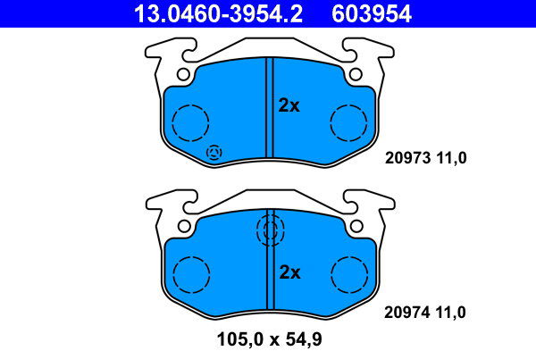 ATE 603954 Súprava brzdových doštičiek 13.0460-3954.2