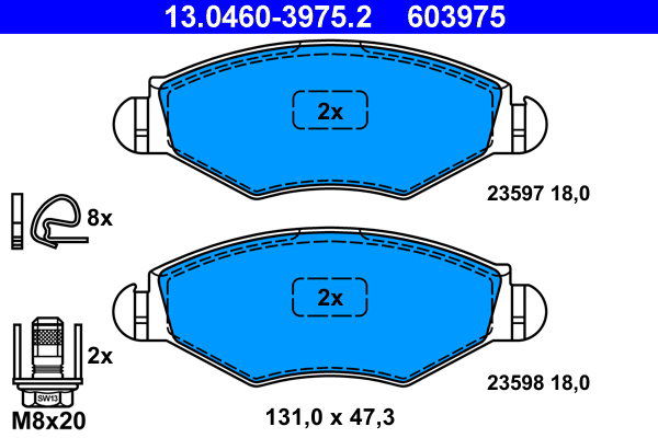 ATE 603975 Sada brzdových doštičiek 13.0460-3975.2