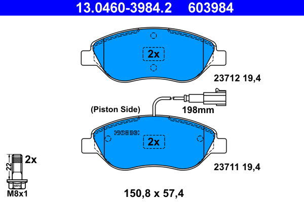 ATE 603984 Súprava brzdových doštičiek 13.0460-3984.2