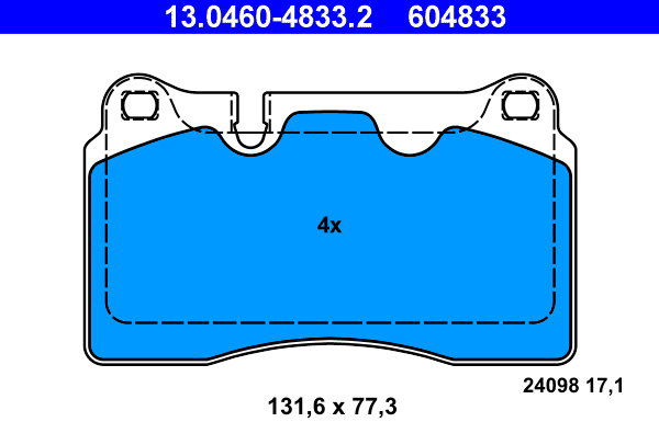 ATE 604833 Súprava brzdových doštičiek 13.0460-4833.2