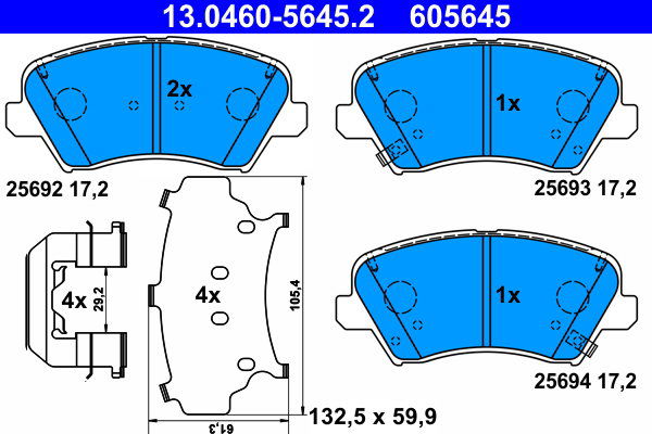 ATE 605645 Súprava brzdových doštičiek 13.0460-5645.2