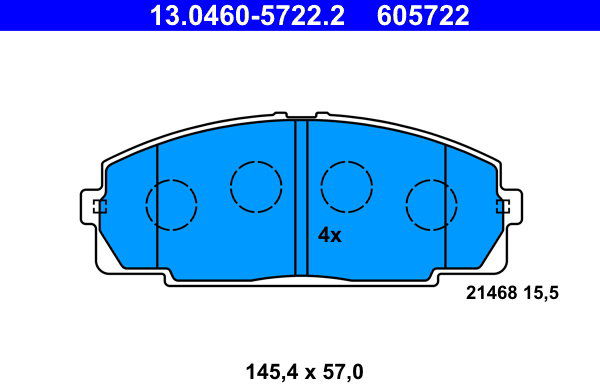 ATE 605722 Sada brzdových doštičiek 13.0460-5722.2