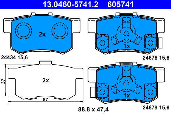 ATE 605741 Sada brzdových doštičiek 13.0460-5741.2