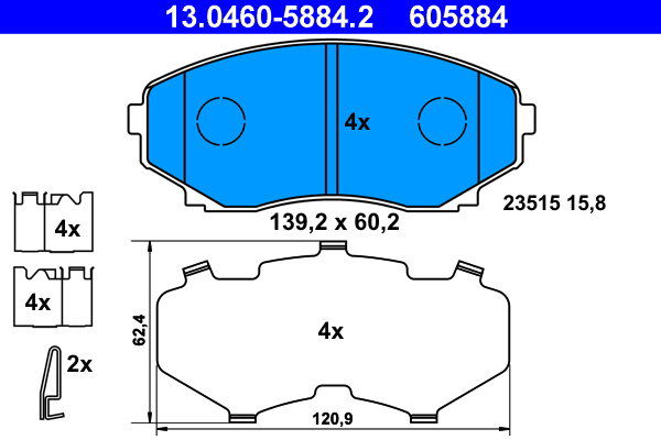 ATE 605884 Sada brzdových doštičiek 13.0460-5884.2