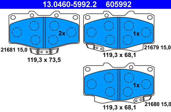 ATE 605992 Súprava brzdových doštičiek 13.0460-5992.2