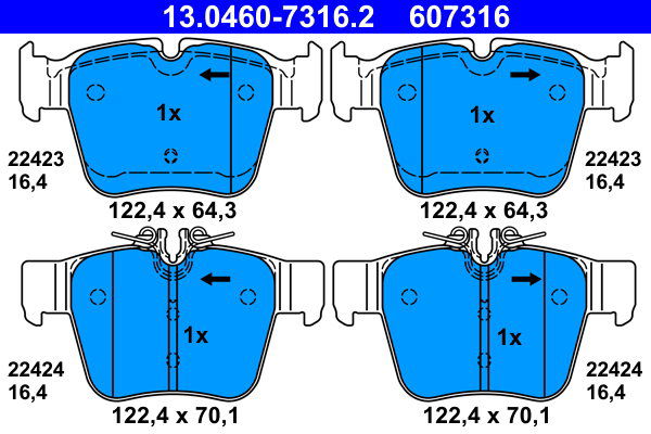 ATE 607316 Sada brzdových doštičiek 13.0460-7316.2