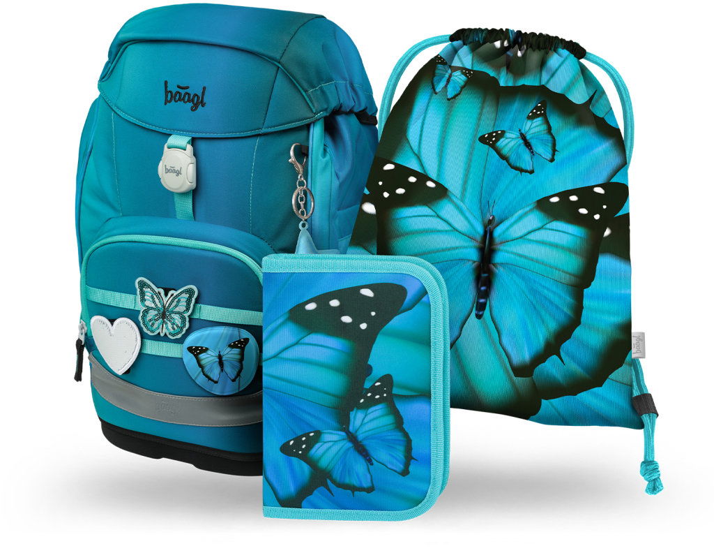 BAAGL SADA 3 Airy Plus Butterfly: batoh, peračník, vrecko