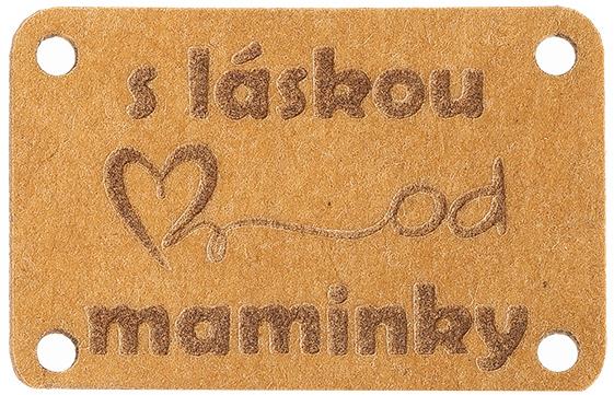 BELLATEX Nášivka „s láskou od maminky“ papierová 30 × 20 mm 400983 – súprava 6 ks