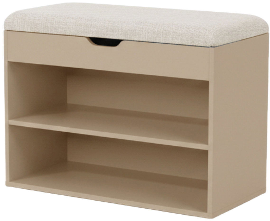 BOXIMO Botník biely so sedadlom LEVA, 60 × 30 × 47 cm, béžový