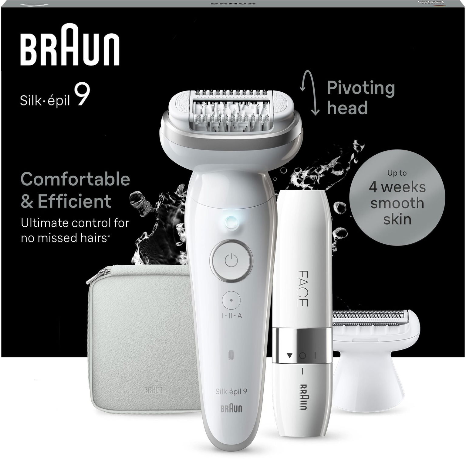 Braun Silk·épil 9 9-341,Biely/Strieborný + mini holiaci strojček na tvár