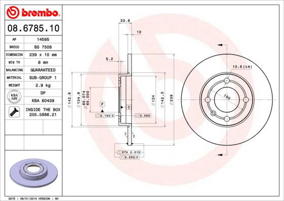 BREMBO brzdový kotúč 08.6785.10, súprava 2 ks