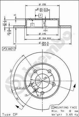 BREMBO brzdový kotúč 08.7627.75, súprava 2 ks