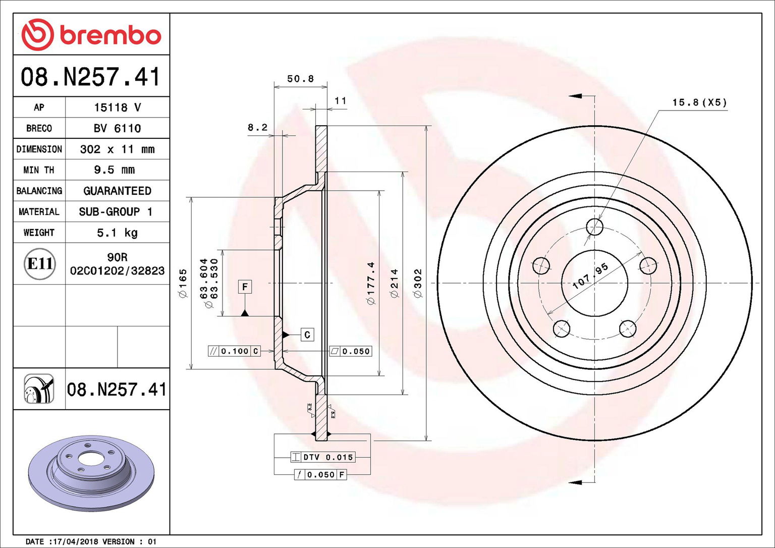 BREMBO brzdový kotúč 08.N257.41, súprava 2 ks