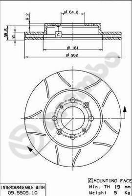 BREMBO brzdový kotúč 09.5509.75, súprava 2 ks