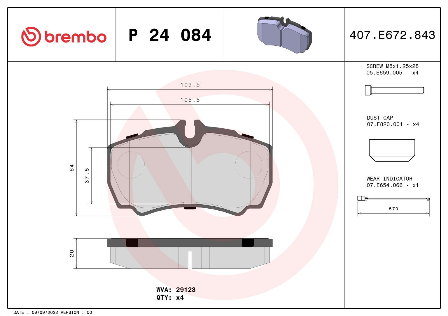 BREMBO Sada brzdových doštičiek P 24 084