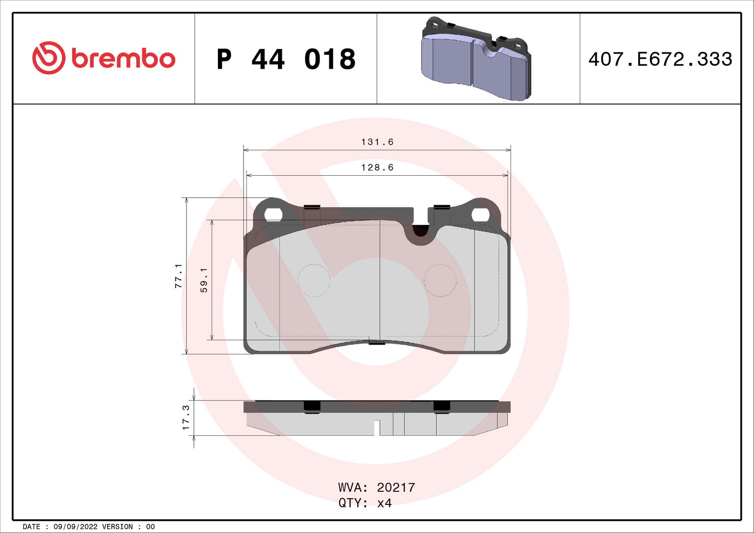 BREMBO Sada brzdových doštičiek P 44 018