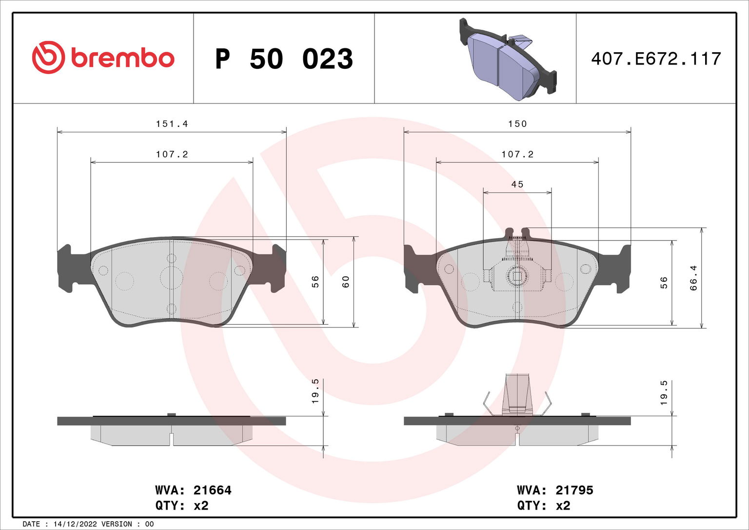 BREMBO Sada brzdových doštičiek P 50 023
