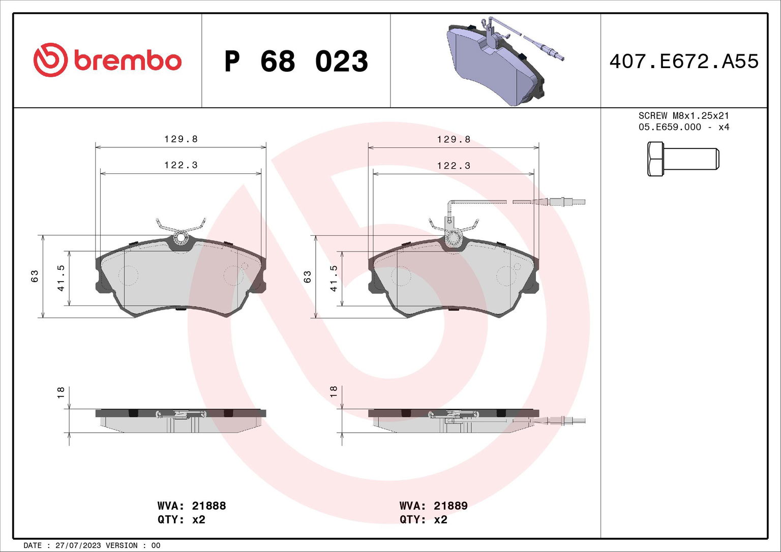 BREMBO Sada brzdových doštičiek P 68 023