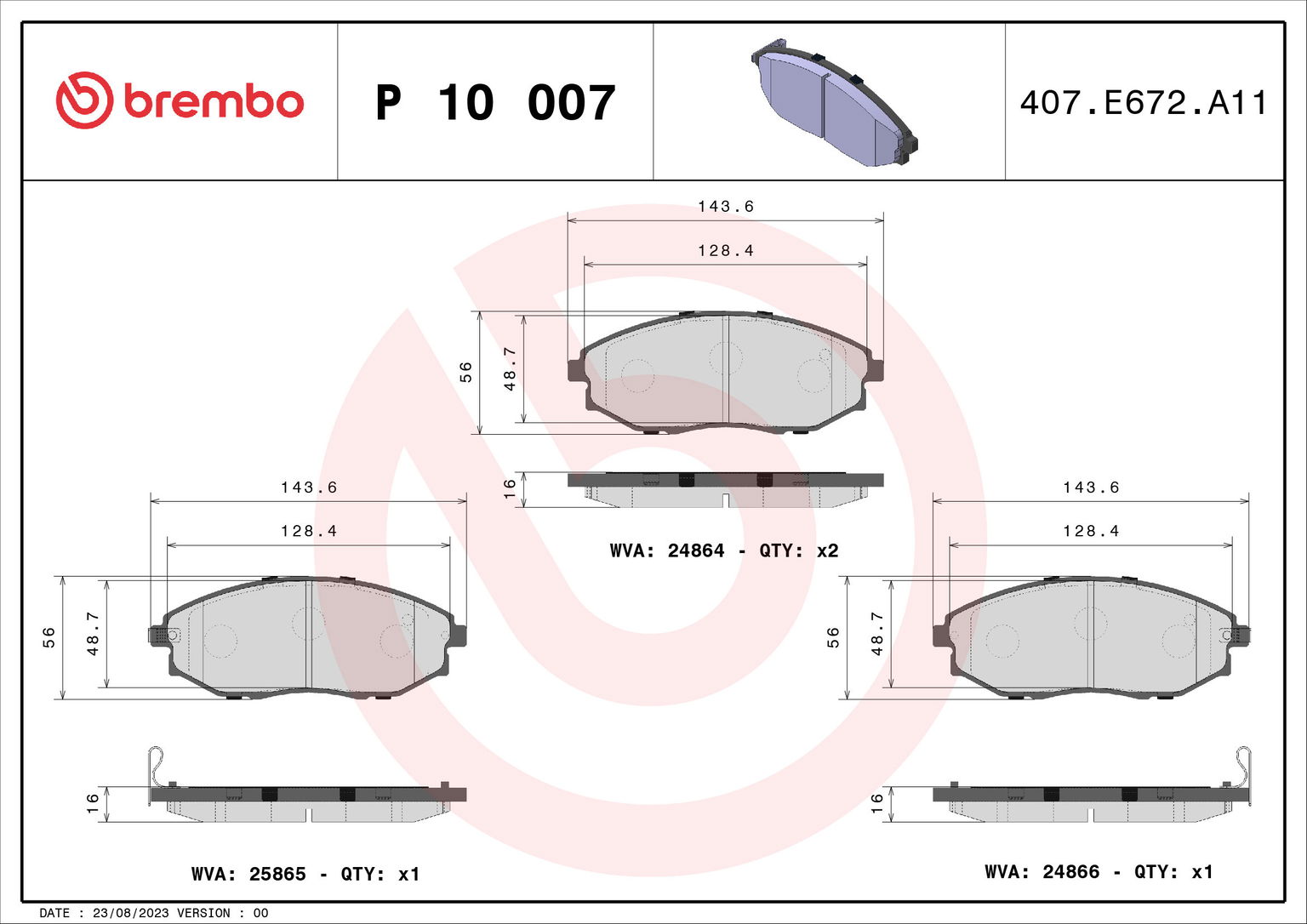BREMBO Súprava brzdových doštičiek P 10 007