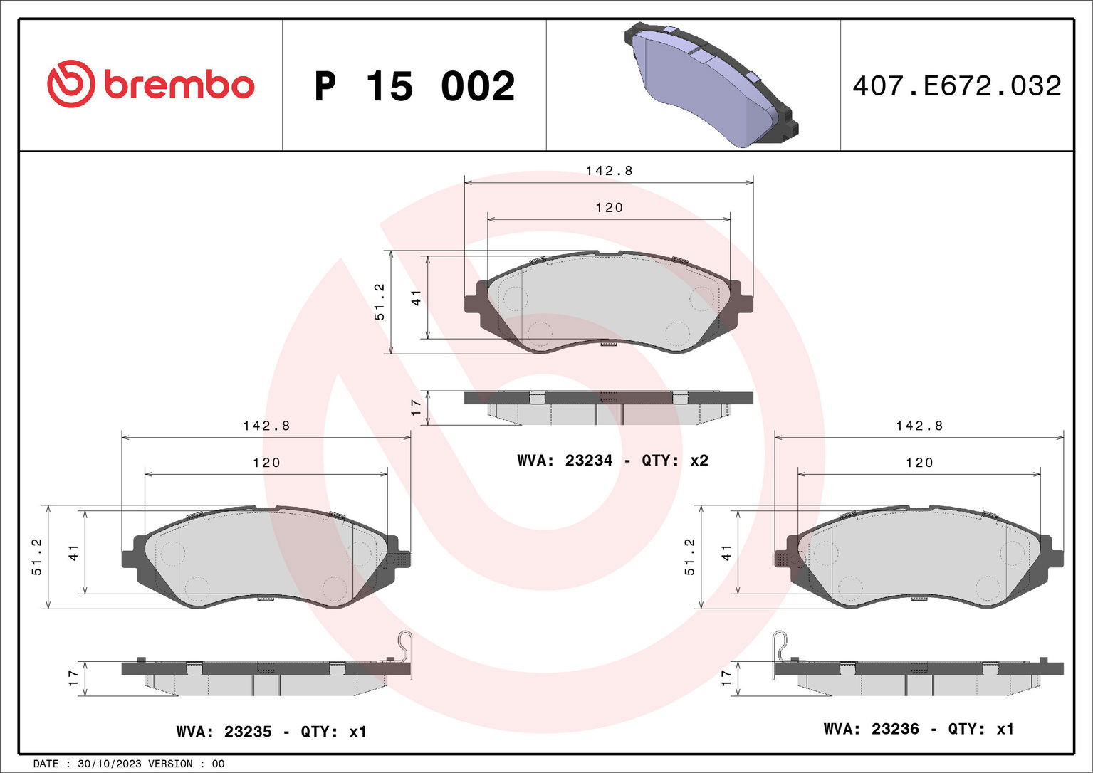 BREMBO Súprava brzdových doštičiek P 15 002