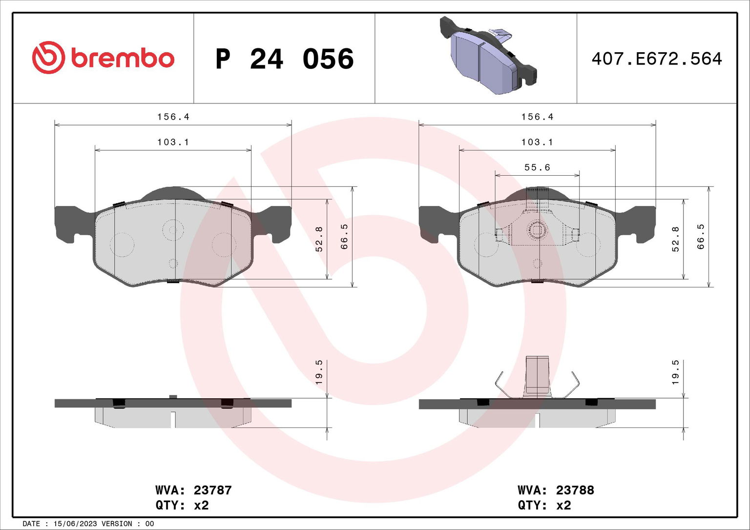 BREMBO Súprava brzdových doštičiek P 24 056