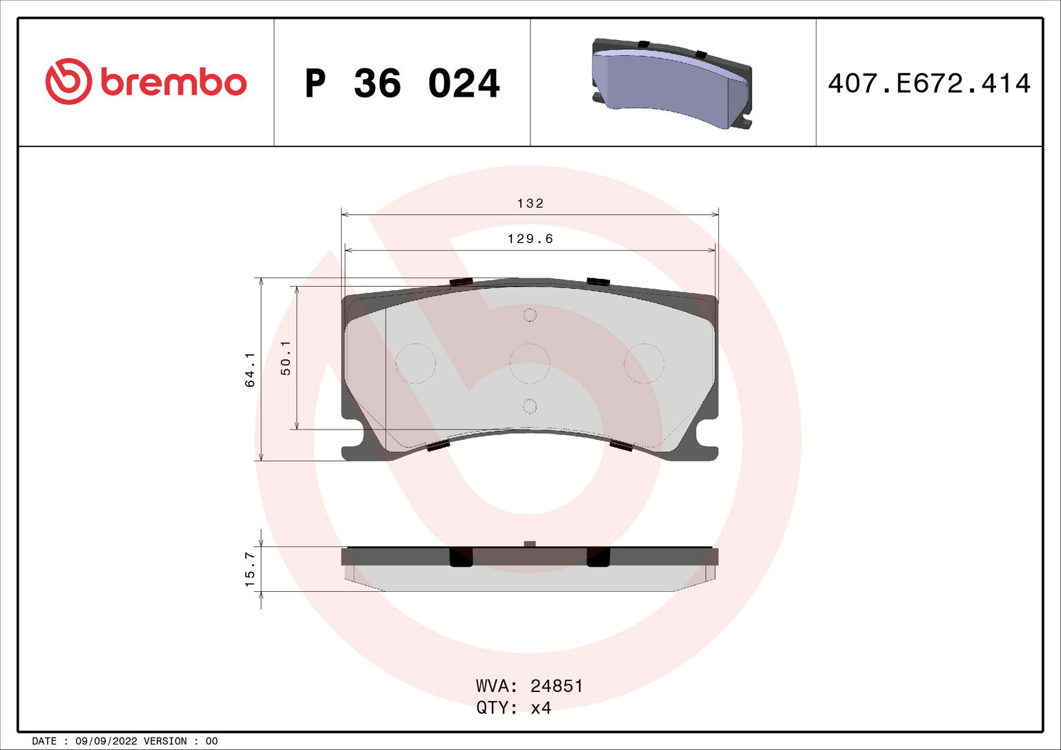 BREMBO Súprava brzdových doštičiek P 36 024