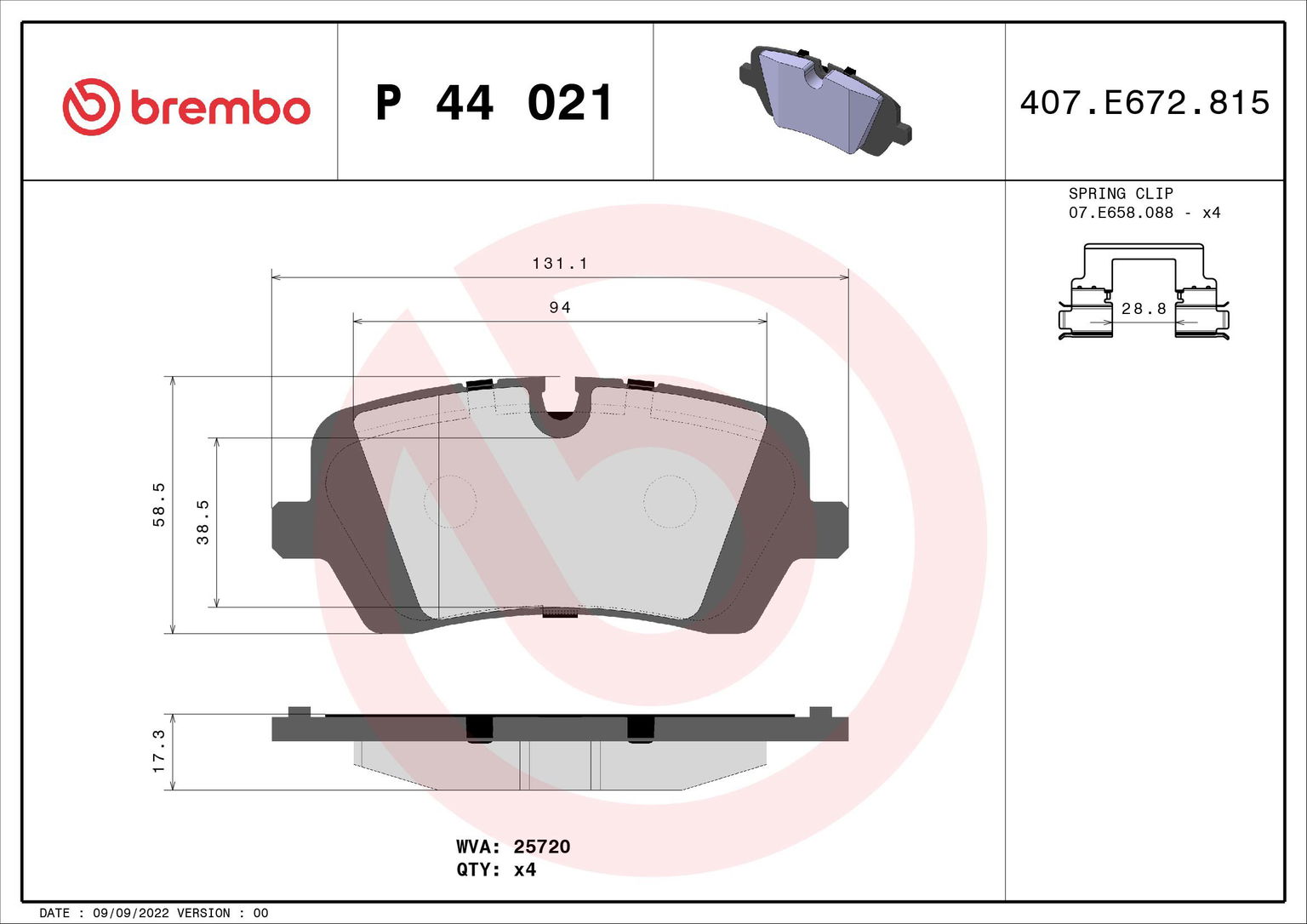 BREMBO Súprava brzdových doštičiek P 44 021