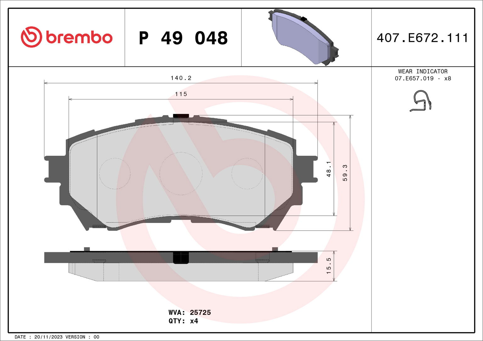 BREMBO Súprava brzdových doštičiek P 49 048