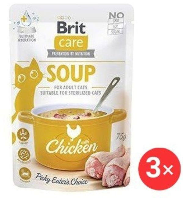 Brit Care Cat Polievka s kuracím 3 × 75 g