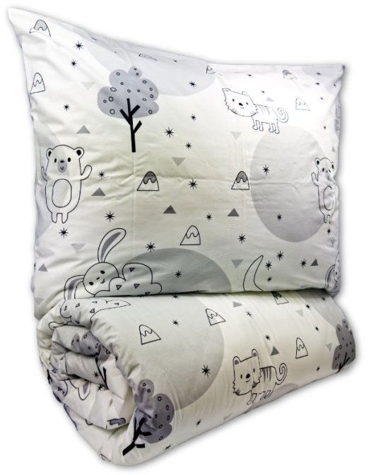 Brotex Bavlnené detské obliečky do malej postieľky 90 × 135, 45 × 60 cm Zvieratká v záhrade