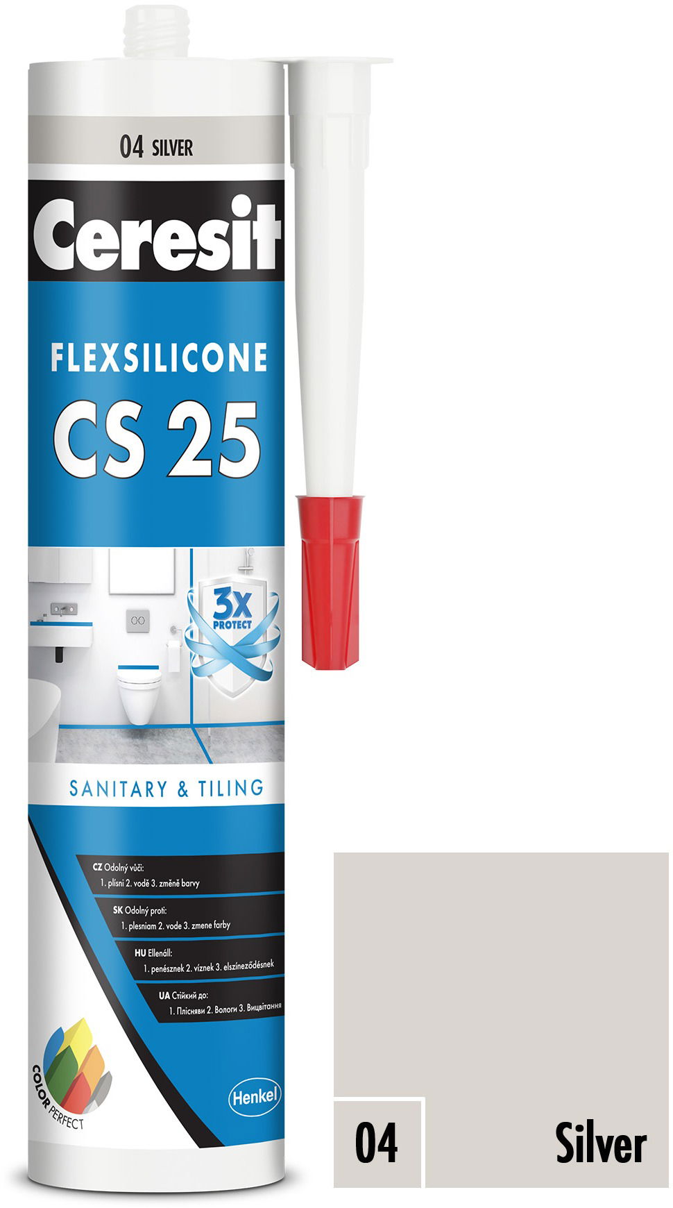Ceresit Sanitárny silikón CS 25 silver, 280 ml