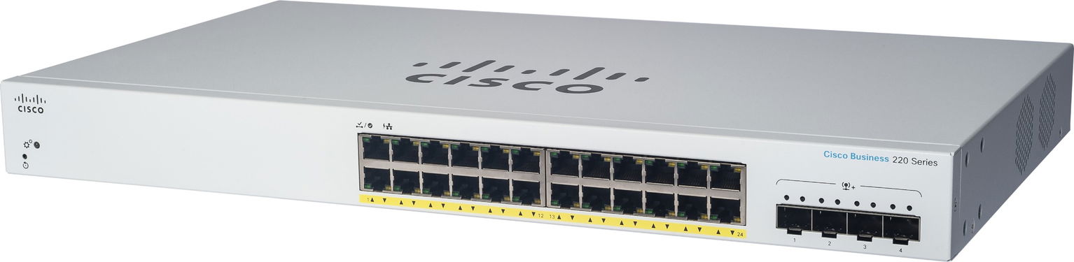 CISCO CBS220 Smart 24-port GE, PoE, 4× 10 G SFP+