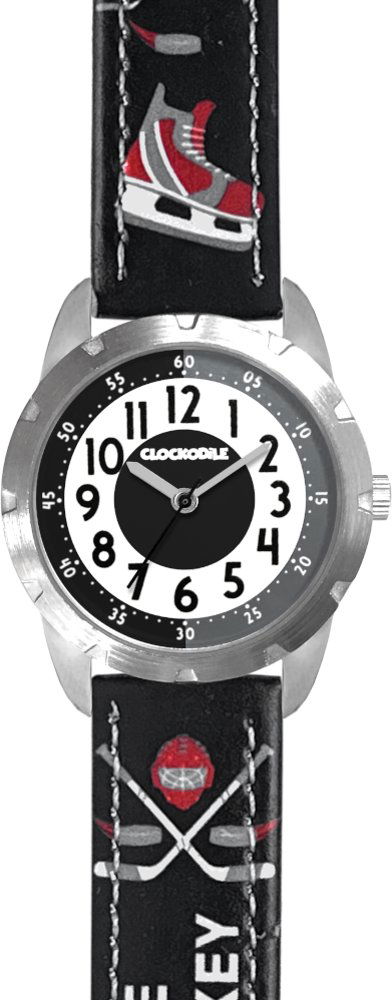 CLOCKODILE Detské hodinky HOKEJ, svietiace, chlapčenské, čierne