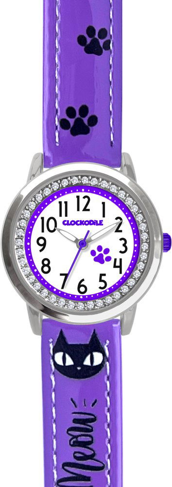 CLOCKODILE Detské hodinky MAČIČKY, dievčenské, fialové