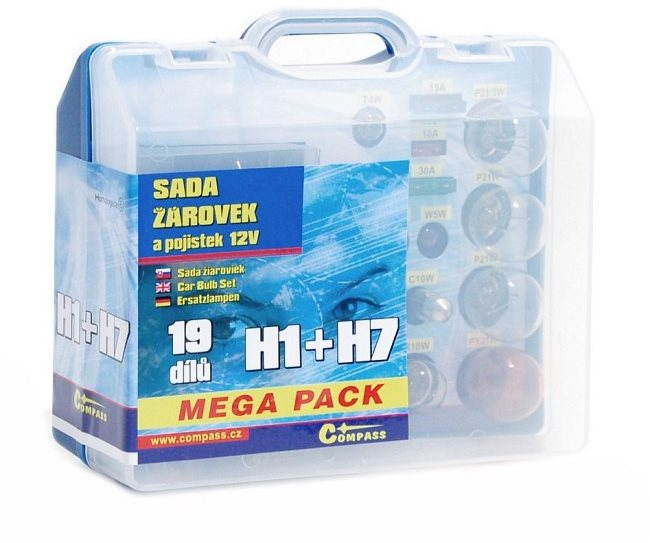COMPASS MEGA H1 + H7 + poistky, náhradná súprava, 12 V