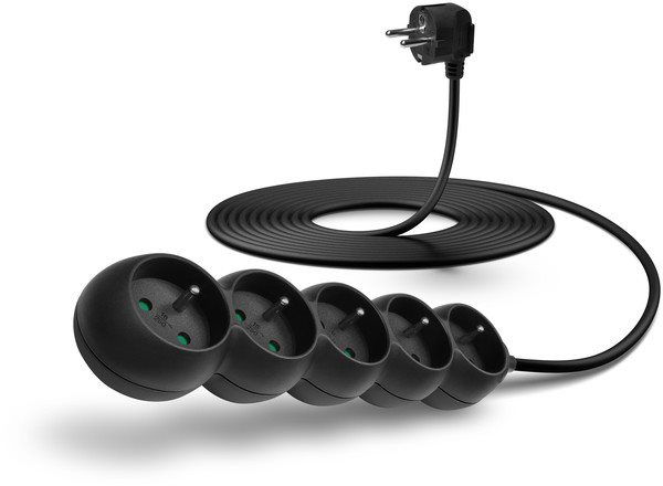 CONNECT IT predlžovací 230 V, 5 zásuviek, 5 m, čierny