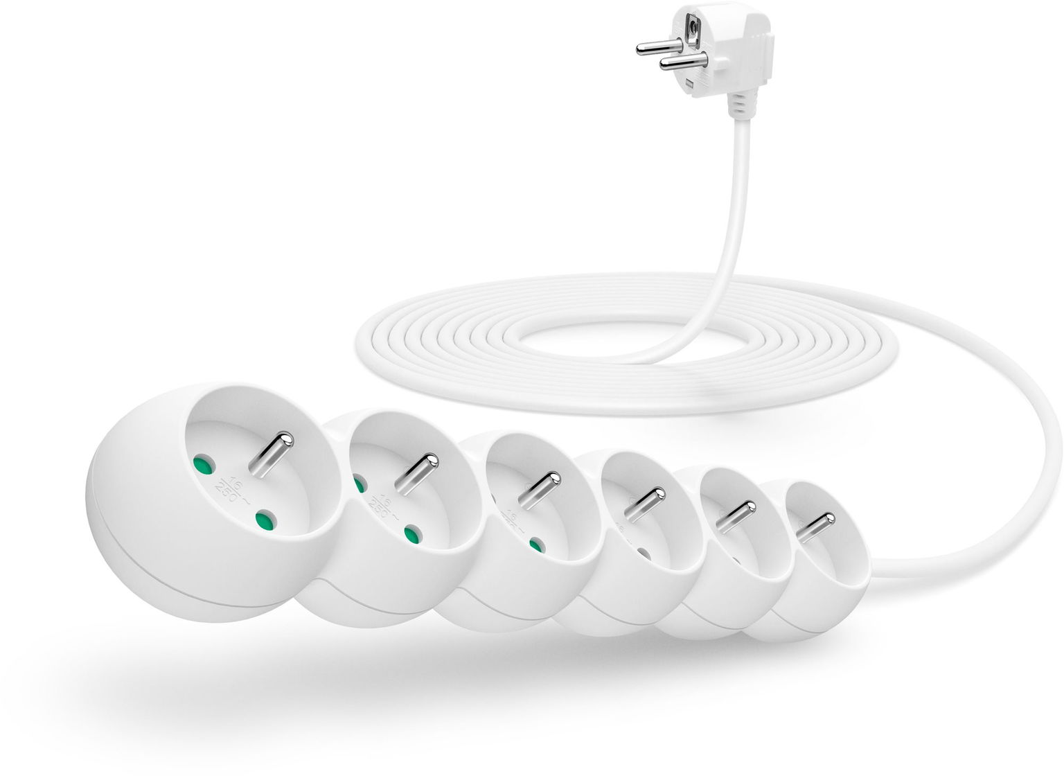 CONNECT IT predlžovací 230 V, 6 zásuviek, 5 m, biely