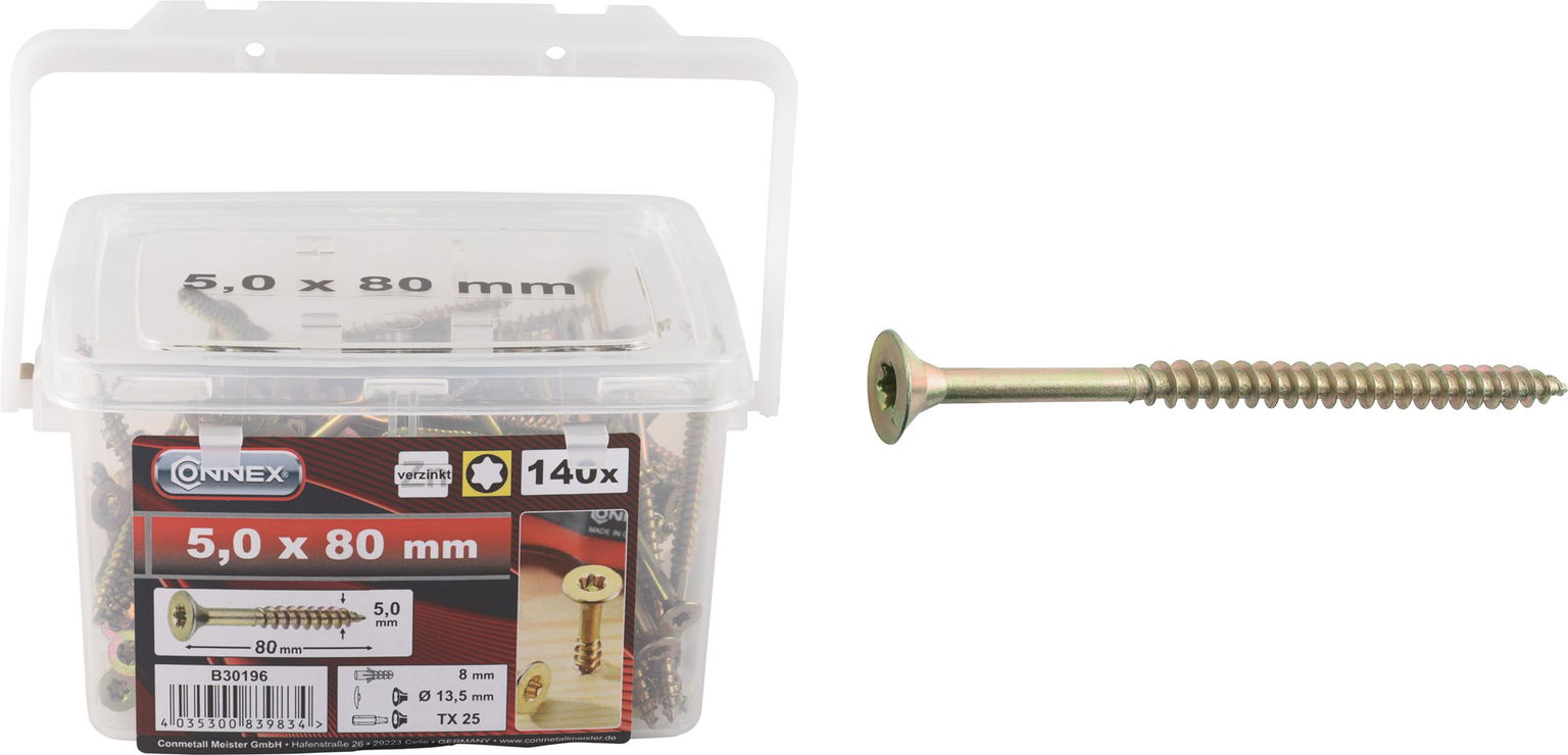 CONNEX UNI-skrutky TX 5,0 × 80 mm, 140 ks