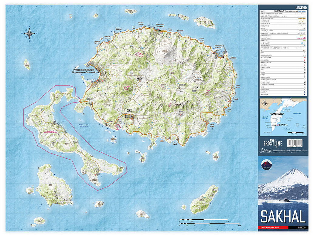 DayZ Frostline Sakhal Printed Map – plagát