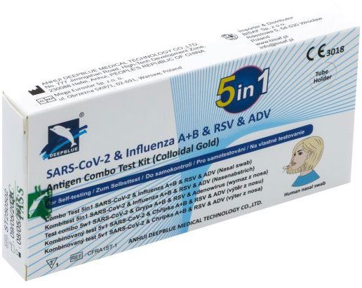 DeepBlue 5v1 respirační multitest (Adenovirus/RSV/Chřipka A+B/Covid) 1 ks