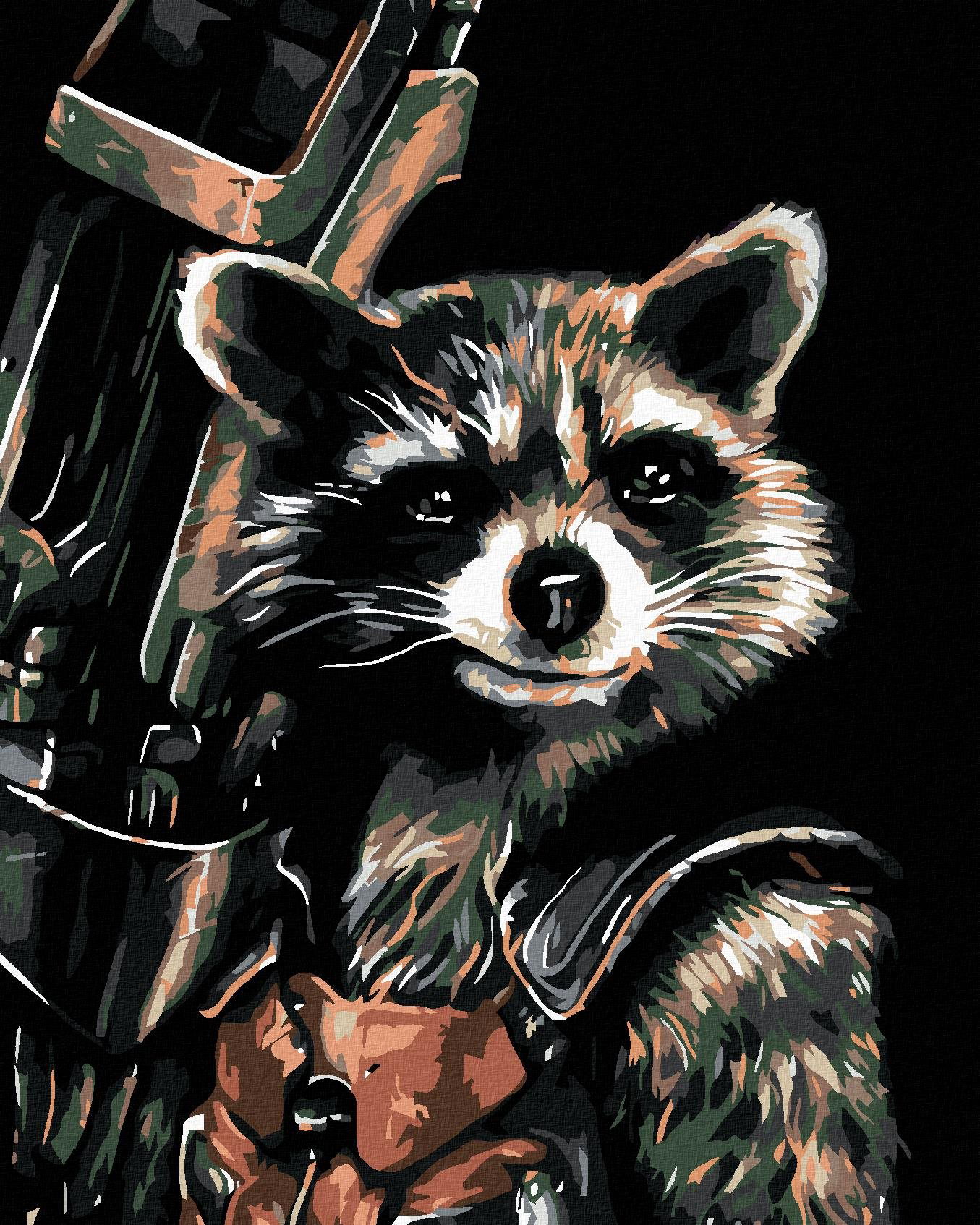 Diamondi – ROCKET RACOON, 40 × 50 cm, napnuté plátno na rám