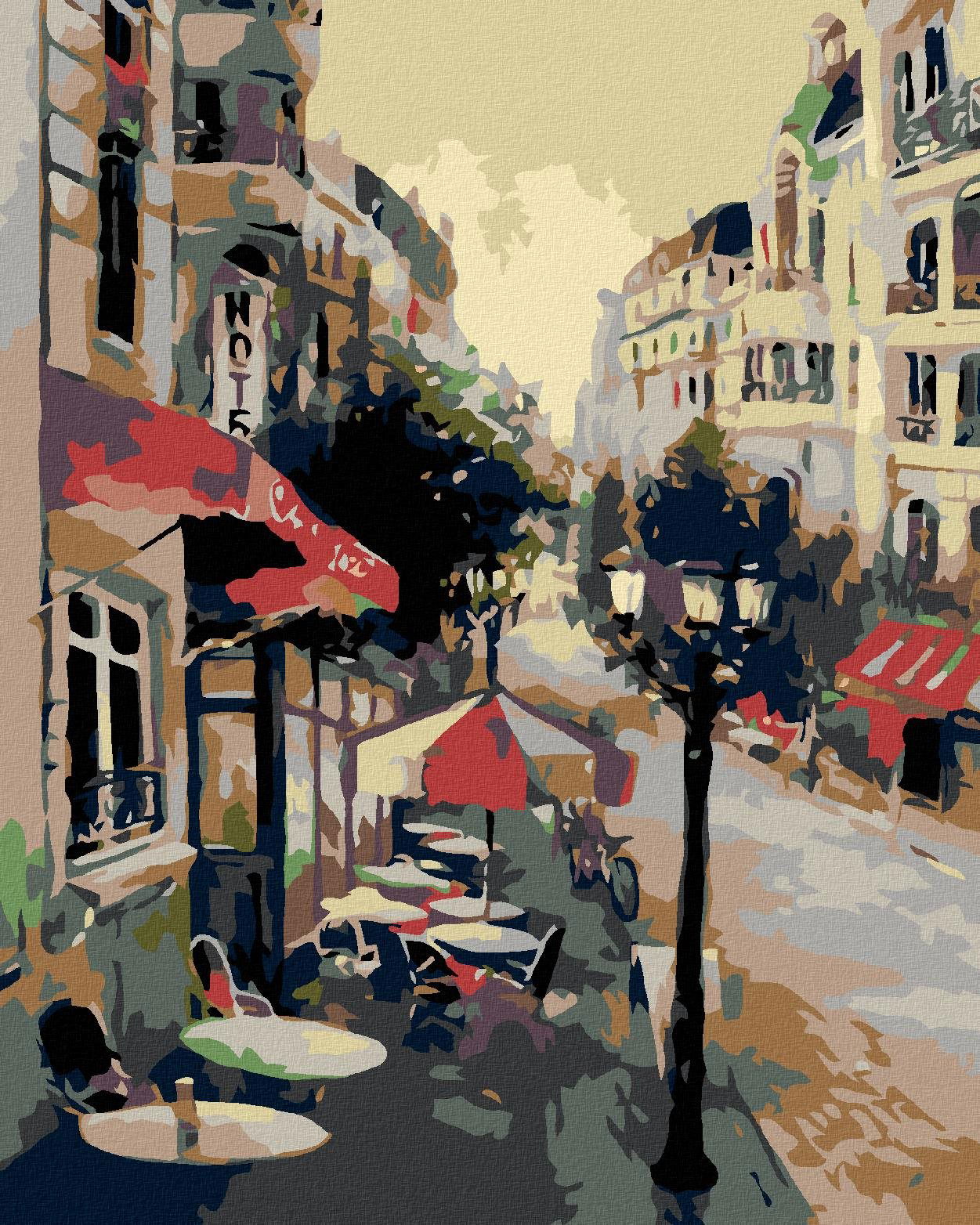 Diamondi – SEDENIE PRED HOTELOM, 40 × 50 cm, napnuté plátno na rám