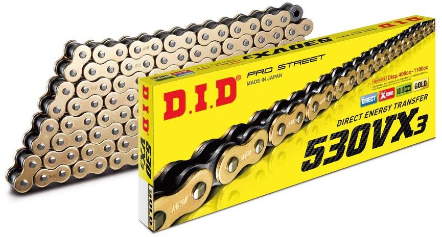 D.I.D Chain VX séria X-krúžková reťaz 530VX3 112 L zlatá/čierna