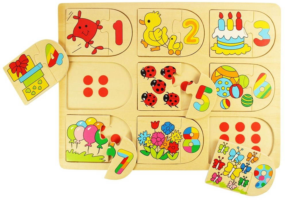 Drevené počítacie puzzle