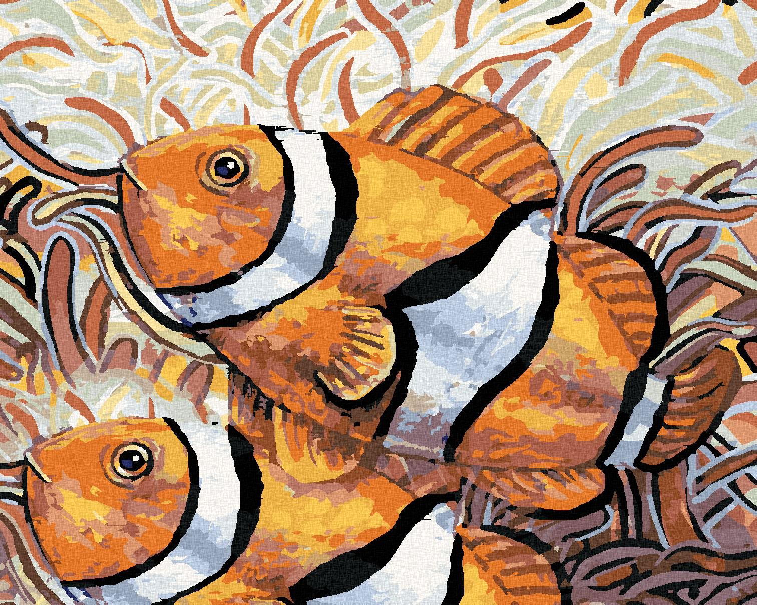 Dve ryby Nemo, 80 × 100 cm, plátno napnuté na rám