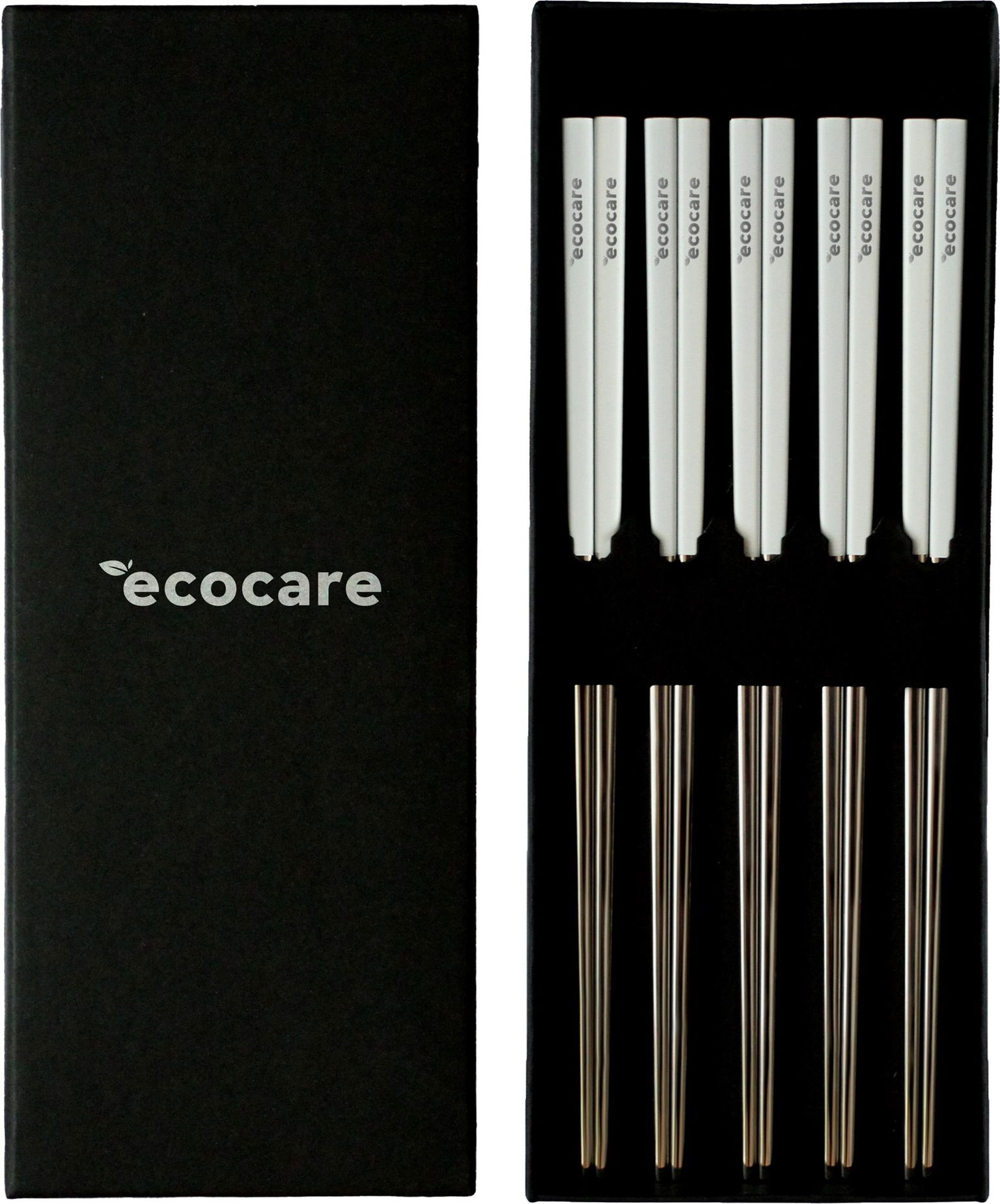 ECOCARE Kovové Sushi paličky Box Silver-White 10 ks
