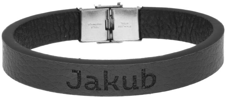 Ewena Kožený náramok čierny s menom Jakub