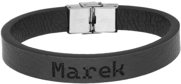 Ewena Kožený náramok čierny s menom Marek