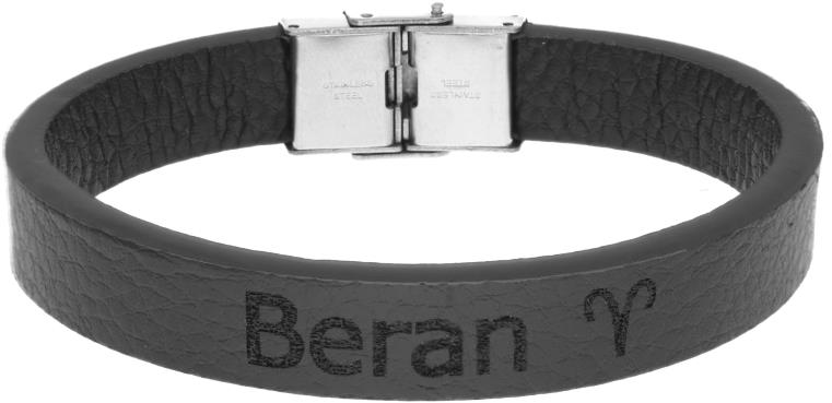 Ewena Kožený náramok čierny so znamením Baran