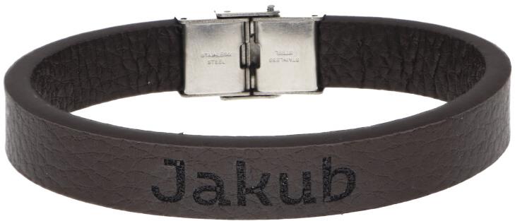 Ewena Kožený náramok hnedý s menom Jakub